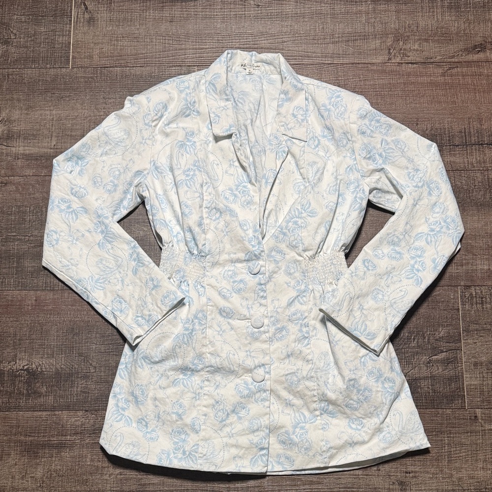 For Love And Lemons Chantal Blue and White Floral Blazer Dress 👗